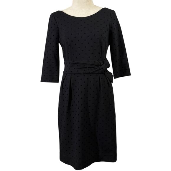 Kate Spade Size 2 Belted Sheath Dress Black Polka Dot Preppy Old Money Mini - Picture 1 of 12